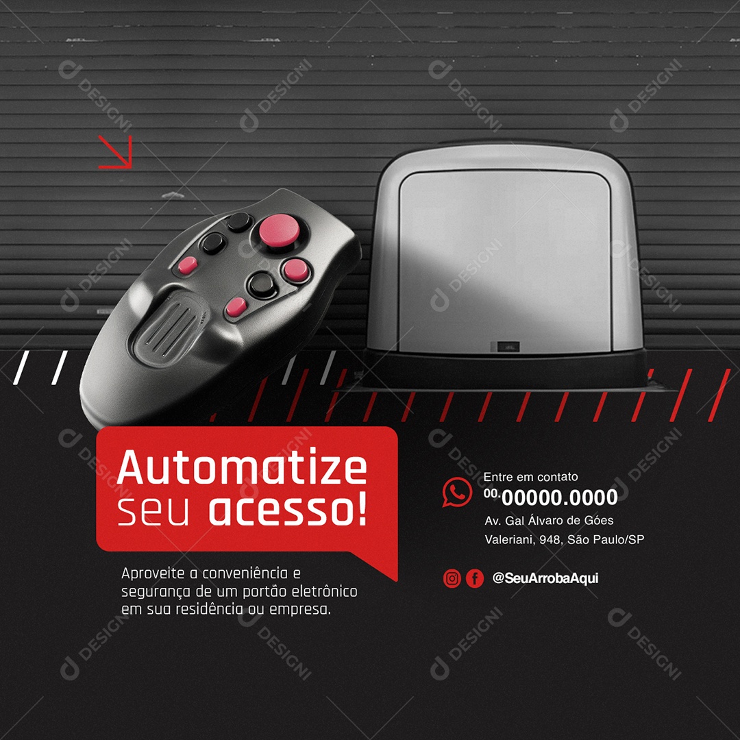 Segurança Automatize seu acesso Portão Eletrônico Social Media PSD Editável