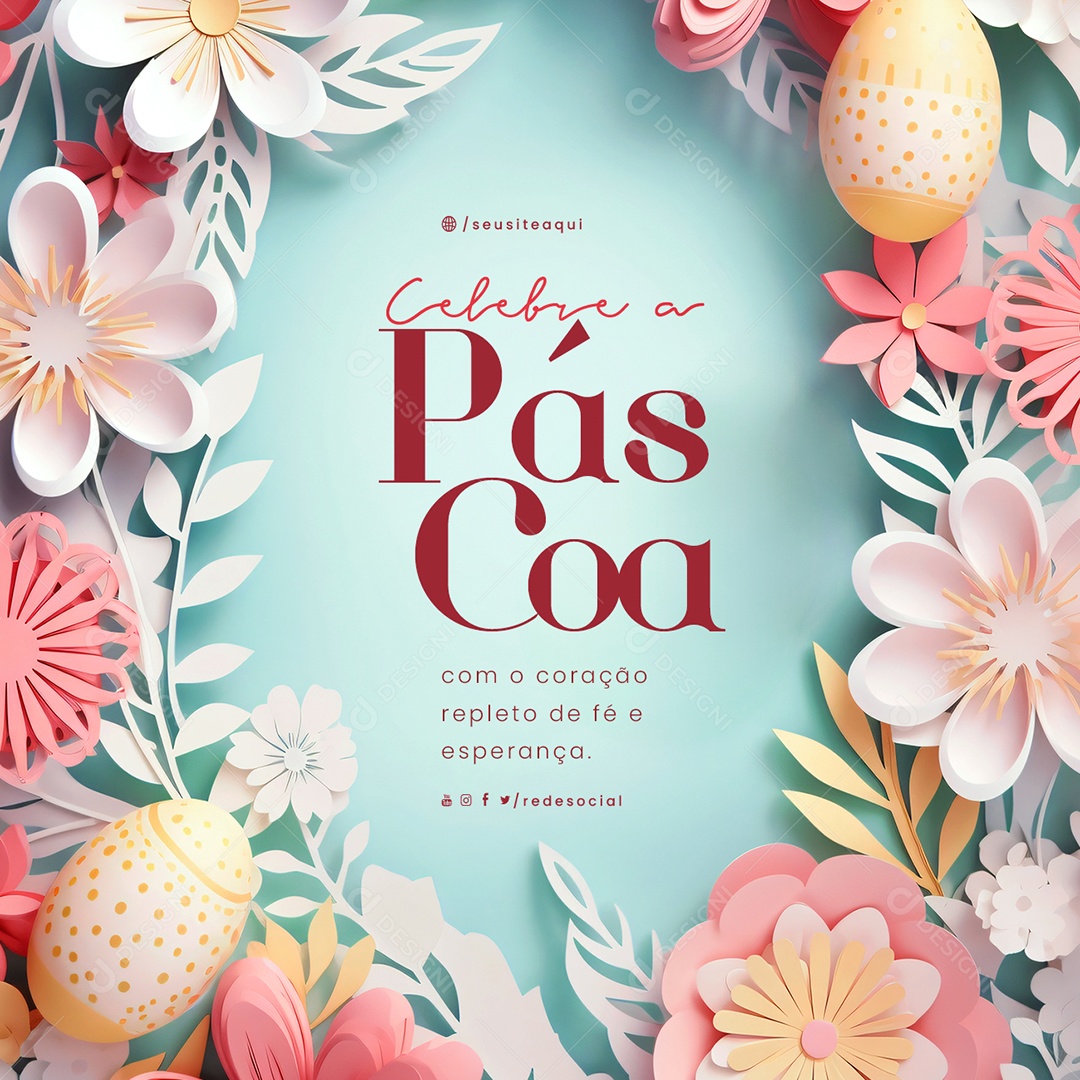 Frase Motivacional Celebre a Páscoa Social Media PSD Editável