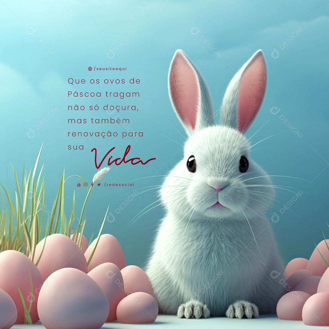 Frase Motivacional Que os Ovos de Páscoa Tragam não só Doçura Social Media PSD Editável