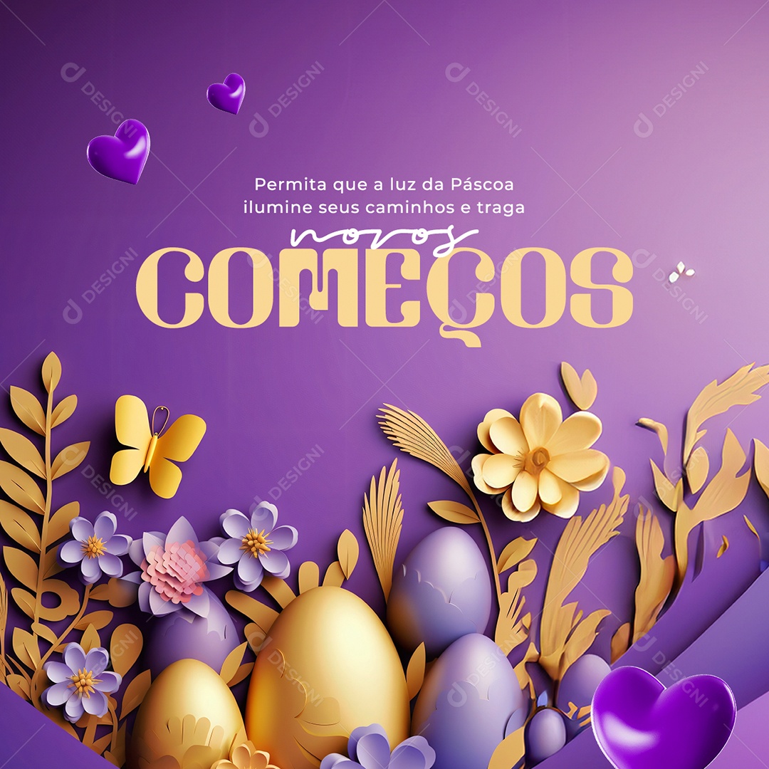 Social Media Frase Motivacional Permita que a Luz da Páscoa Ilumine seus Caminhos  PSD Editável
