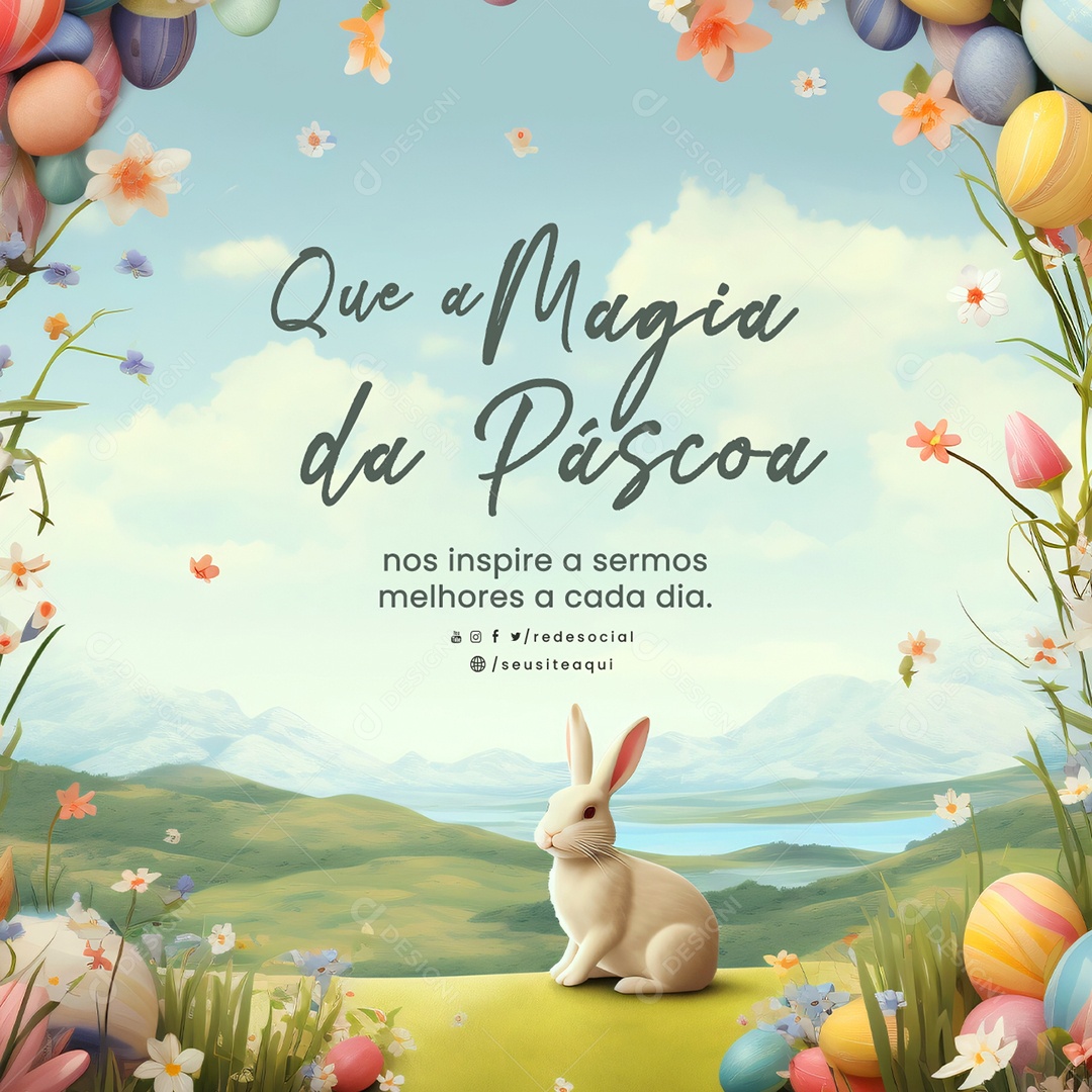 Frase Motivacional Que a Magia da Páscoa nos Inspire Social Media PSD Editável