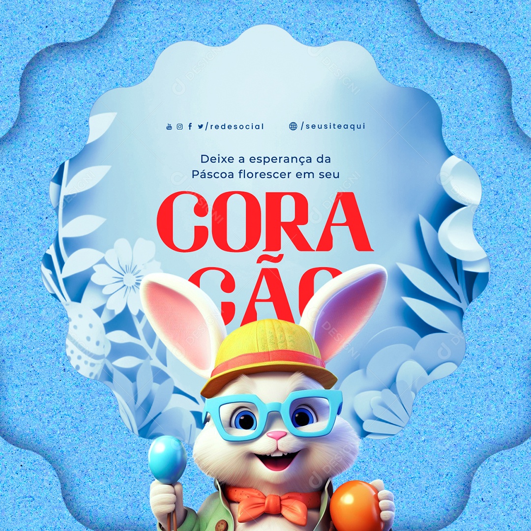 Frase Motivacional Deixe a Esperança da Páscoa Florescer Social Media PSD Editável
