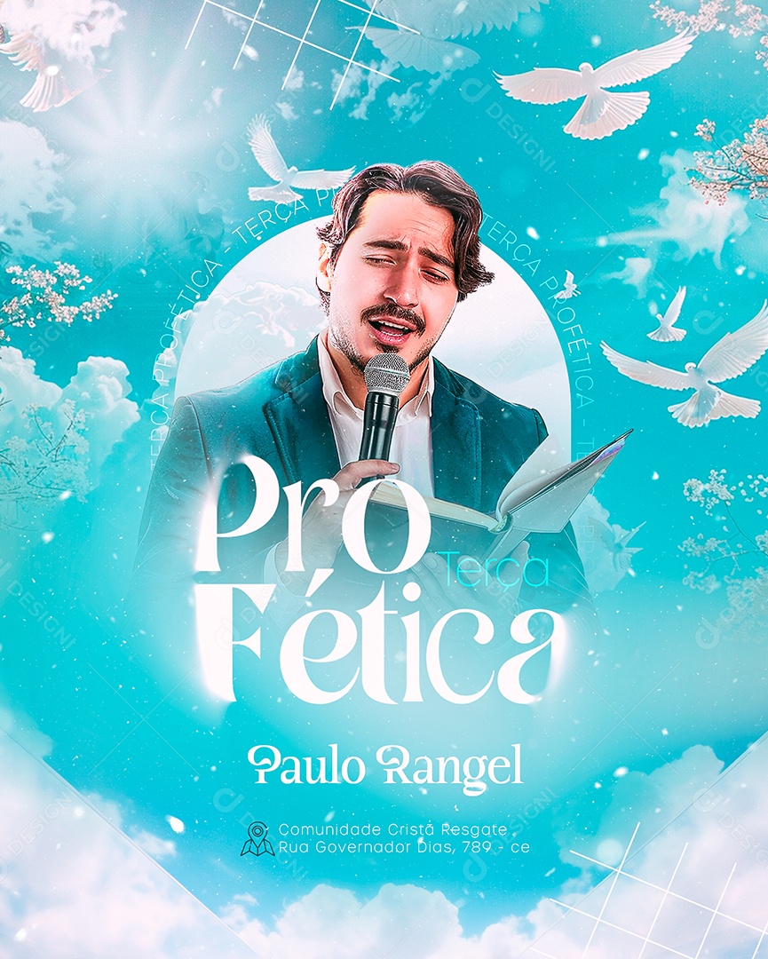 Gospel Terça Profética Paulo Rangel Social Media PSD Editável