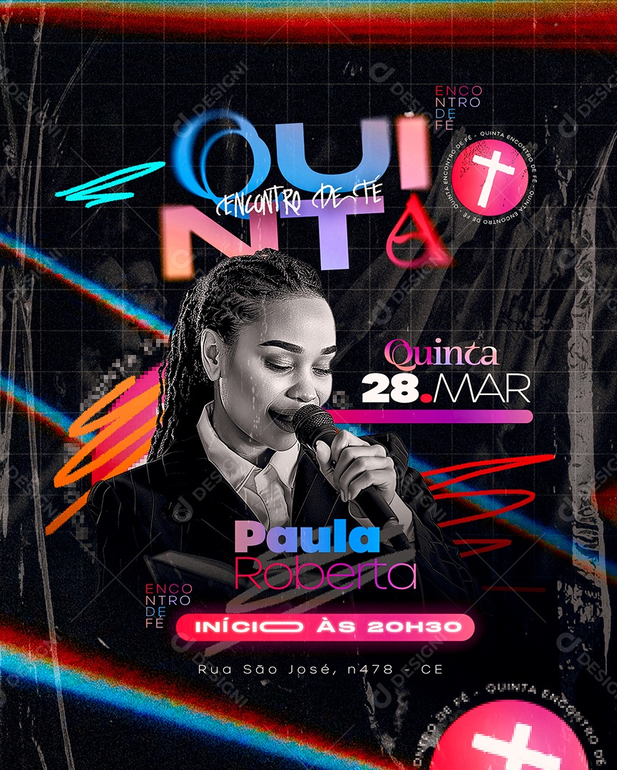 Gospel Quinta Encontro de Fé Paula Roberta Social Media PSD Editável