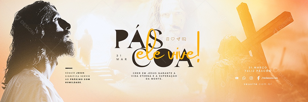 Carrossel Páscoa 31 de Março Seguir Jesus Social Media PSD Editável