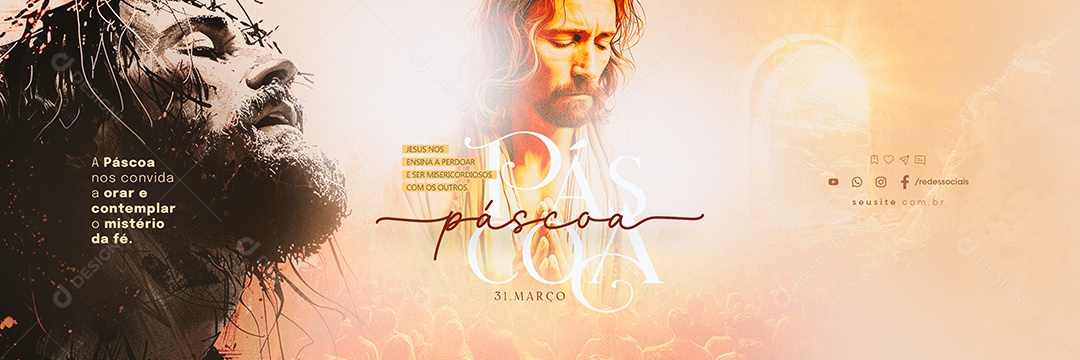 Carrossel Páscoa 31 de Março Contemplar o Mistério da Fé Social Media PSD Editável