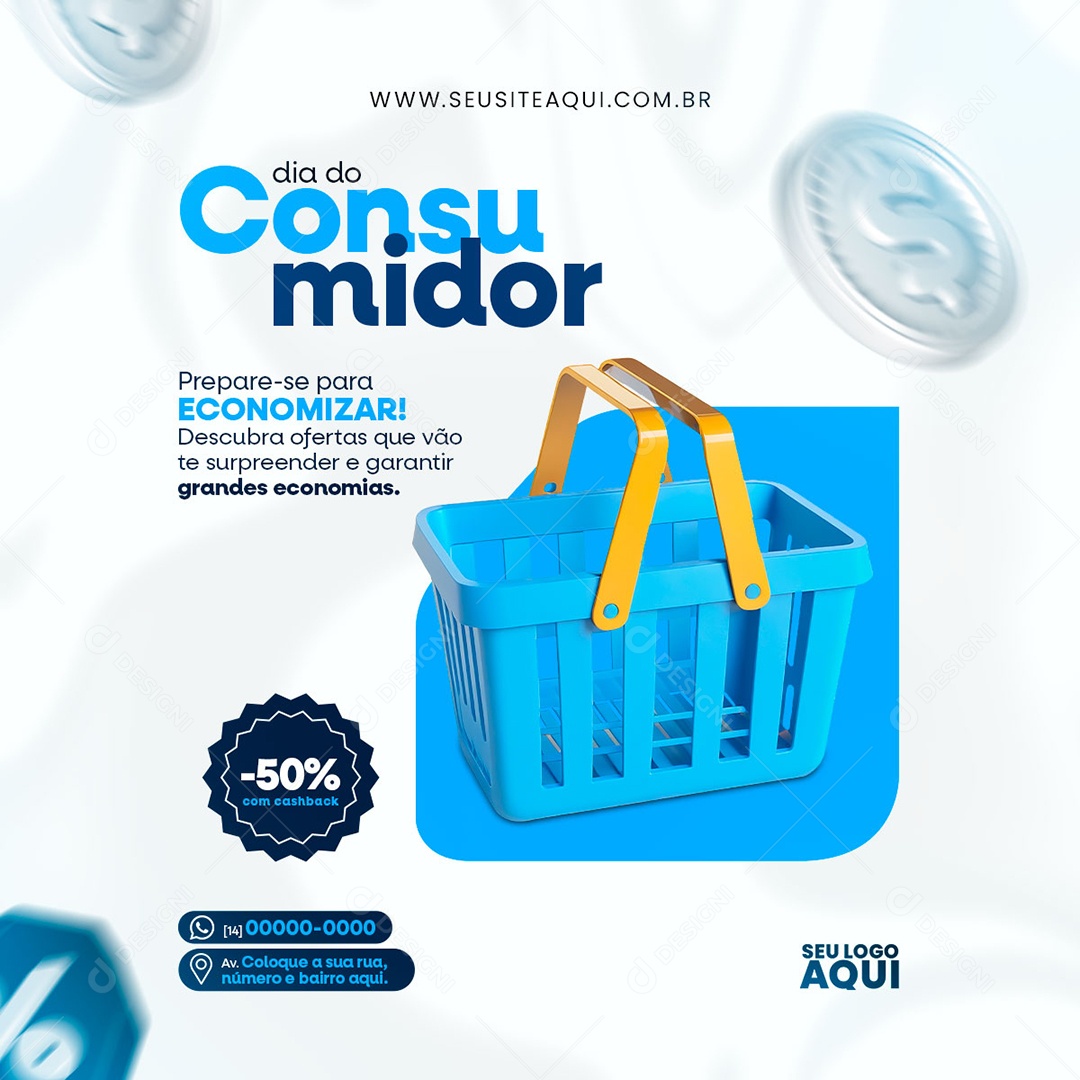 Social Media Dia do Consumidor Prepare-Se para Economizar PSD Editável