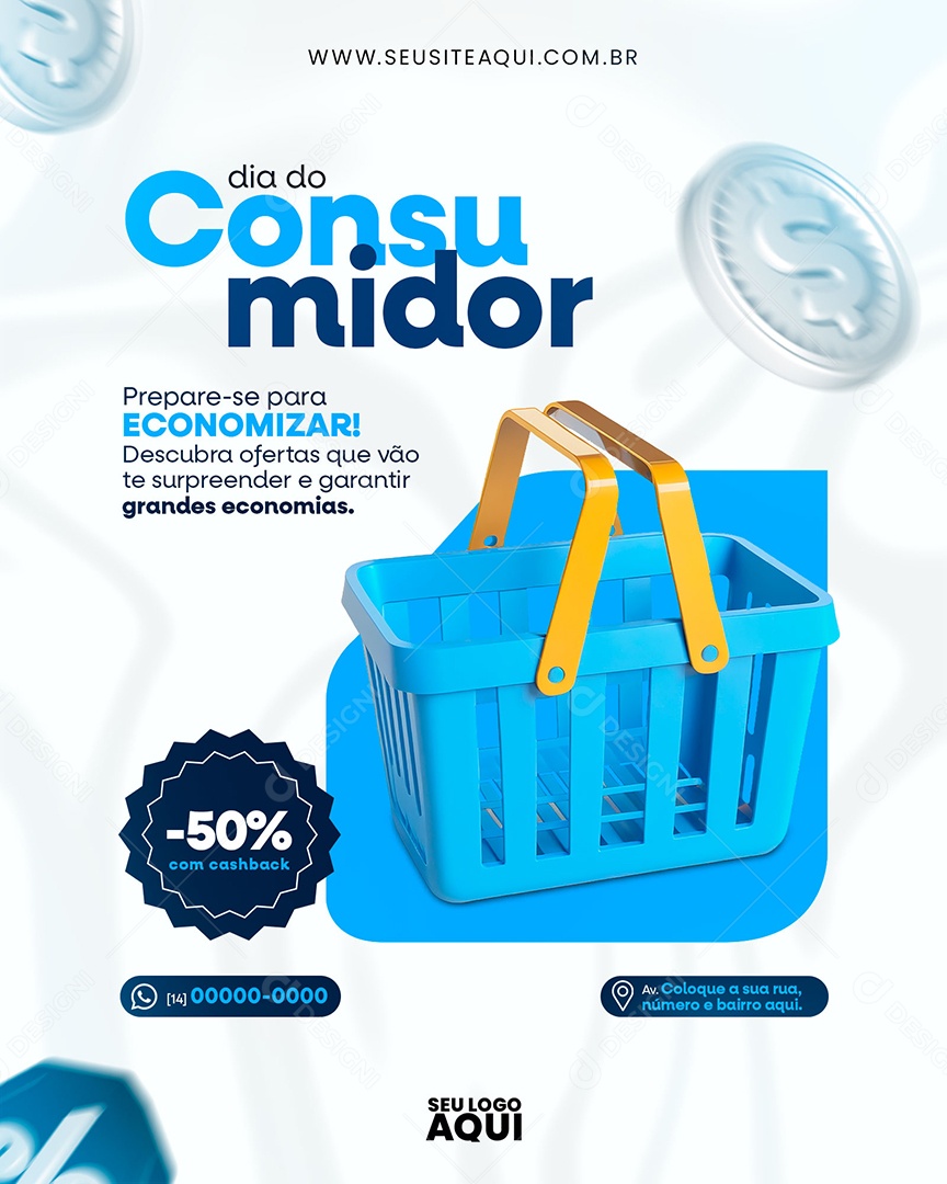 Dia do Consumidor Prepare-Se para Economizar Social Media PSD Editável