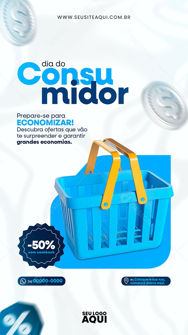 Story Dia do Consumidor Prepare-Se para Economizar Social Media PSD Editável