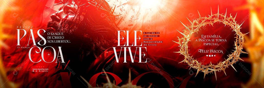 Carrossel Páscoa 31 de Março a Luz  da Fé se Renova com a Ressurreição Social Media PSD Editável