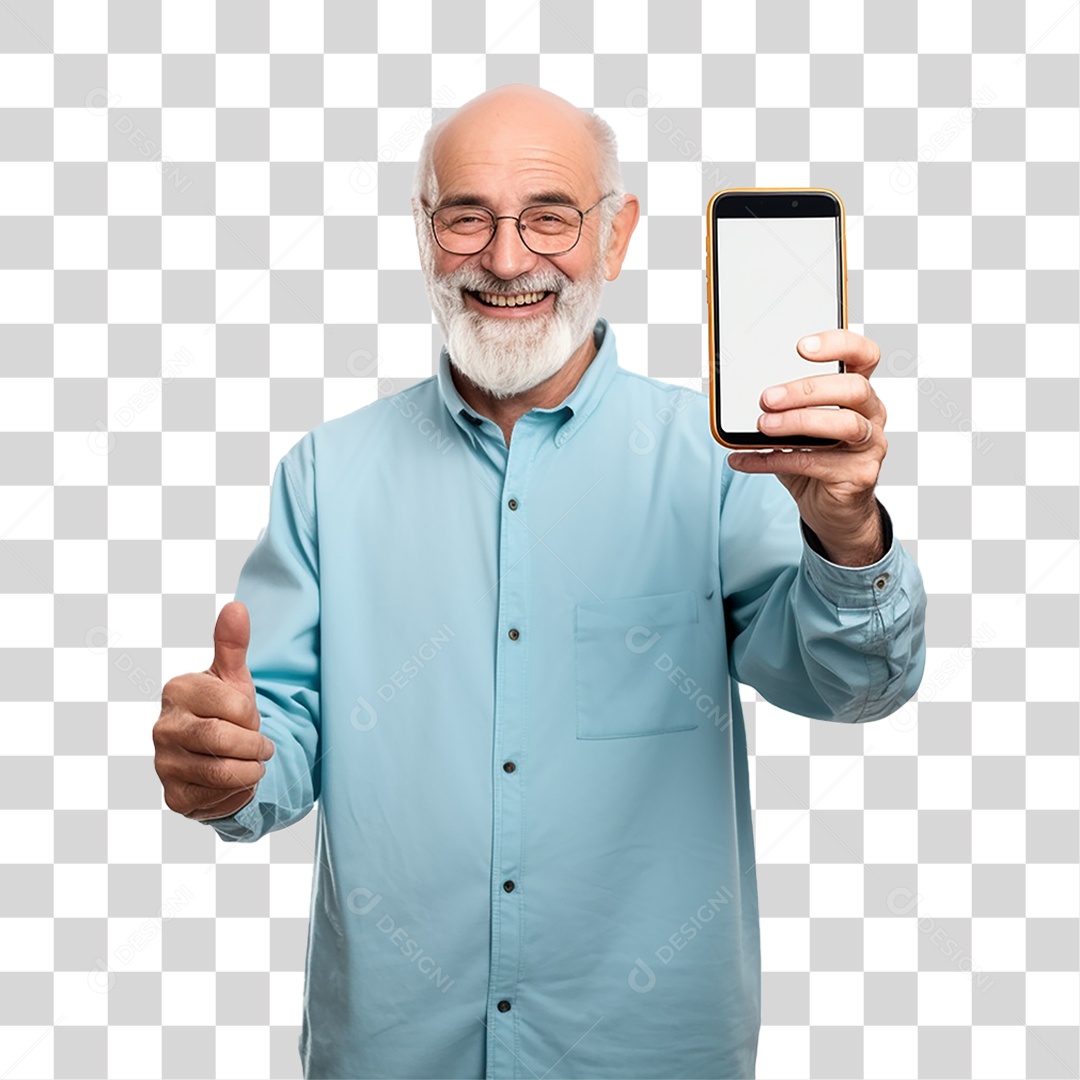 Homem com Celular nas Mãos PNG Transparente