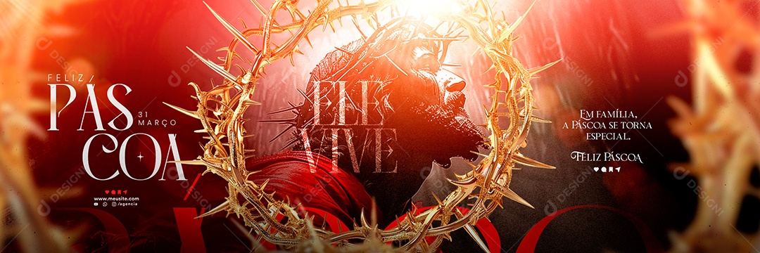 Carrossel Feliz Páscoa 31 de Março Social Media PSD Editável