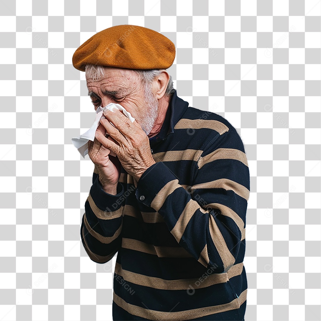 Homem de Chapéu Boina Doente PNG Transparente