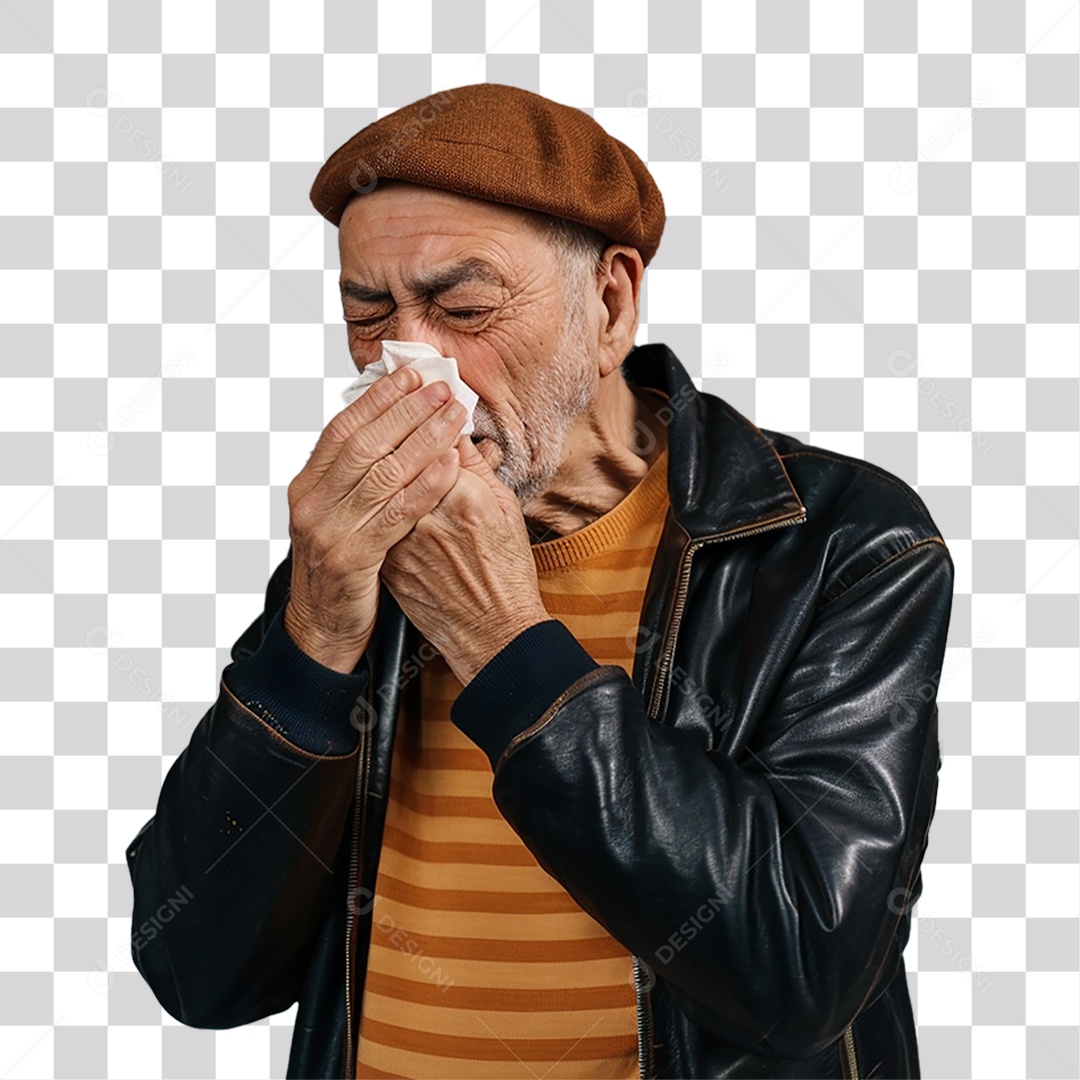 Homem de Chapéu Boina Doente PNG Transparente