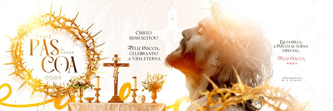 Carrossel Páscoa 31 de Março Celebrando a Vida Eterna Social Media PSD Editável