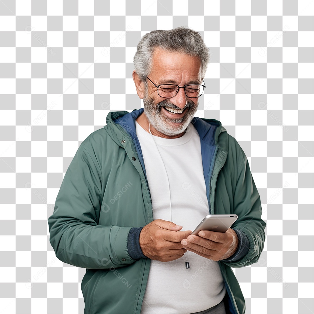 Homem com Celular nas Mãos PNG Transparente