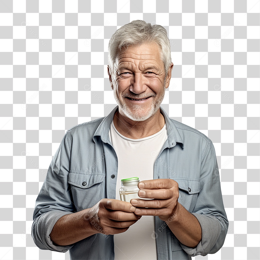 Homem com Copo de Água PNG Transparente