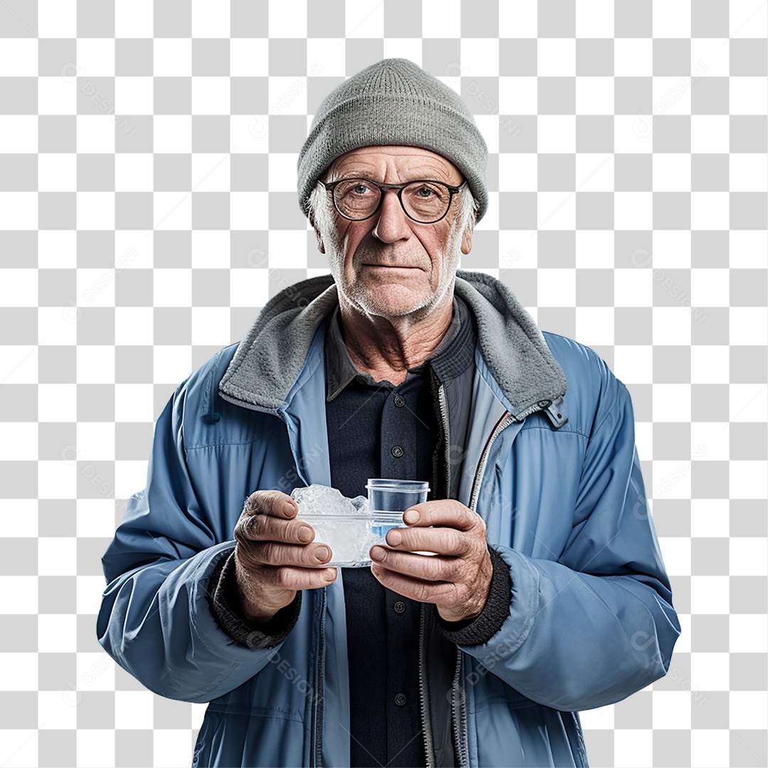 Homem com Copo de Água PNG Transparente