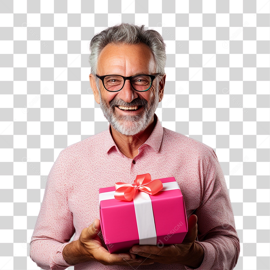 Homem com Caixa de Presentes PNG Transparente