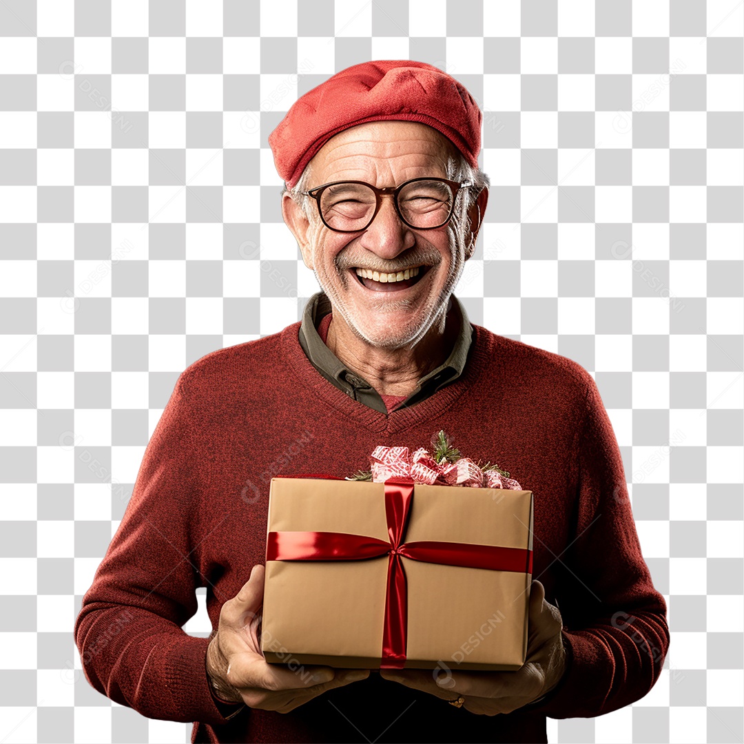 Homem com Caixa de Presentes PNG Transparente