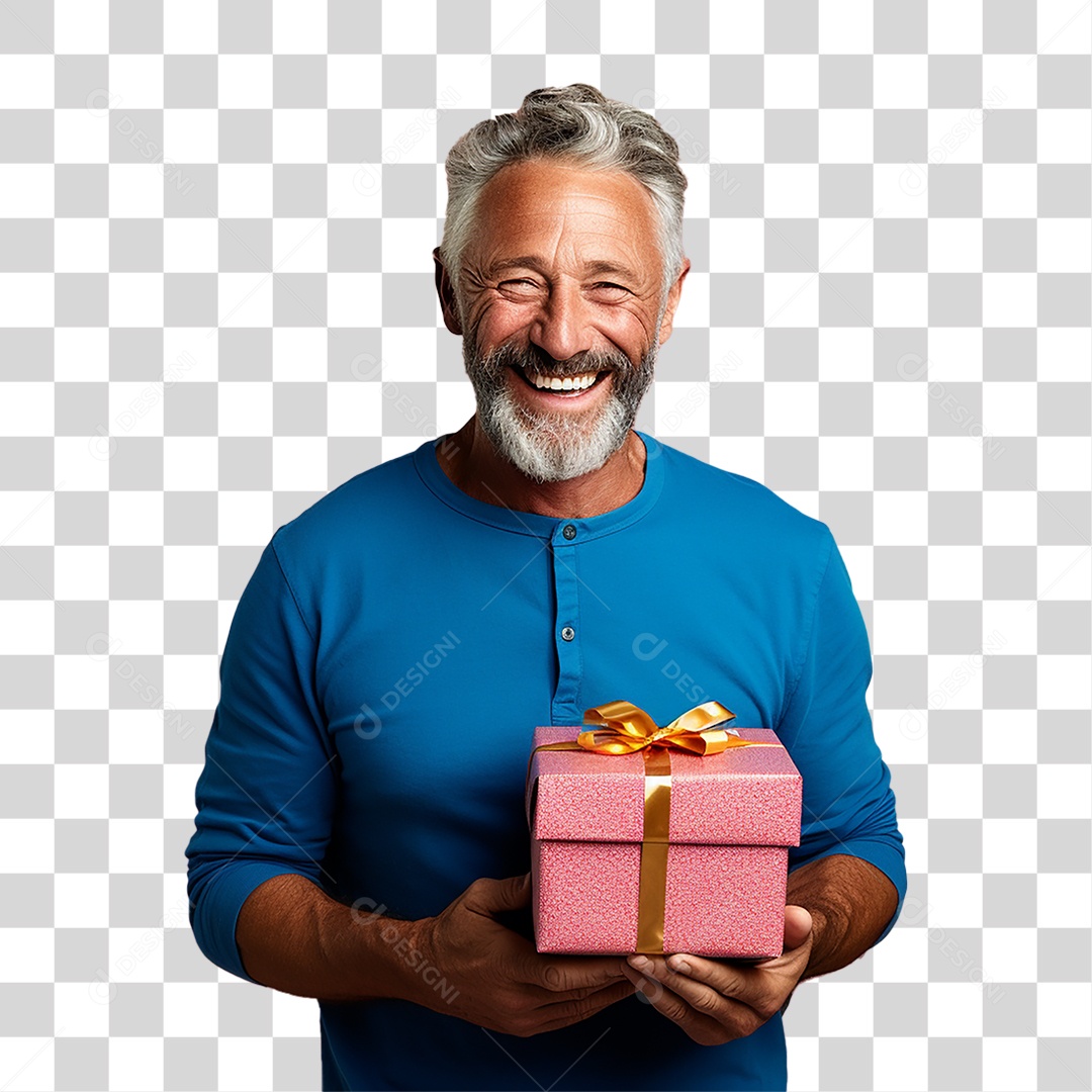 Homem com Caixa de Presentes PNG Transparente