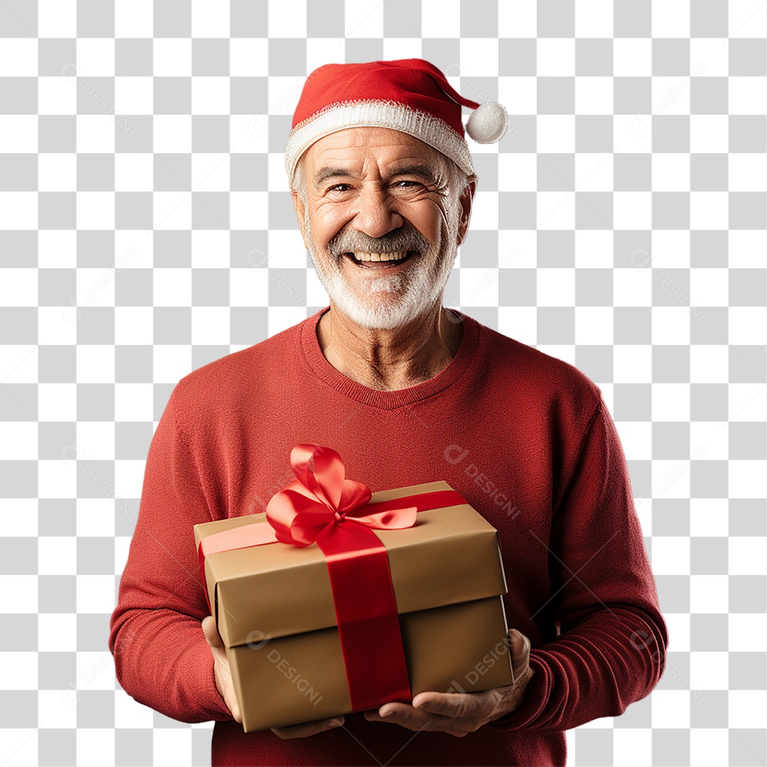 Homem com Caixa de Presentes PNG Transparente