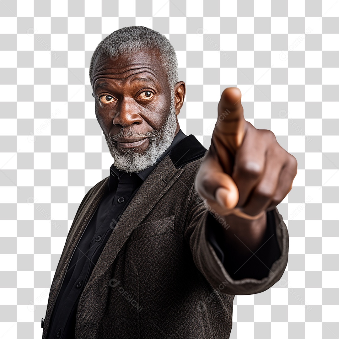 Homem Moreno Apontando PNG Transparente