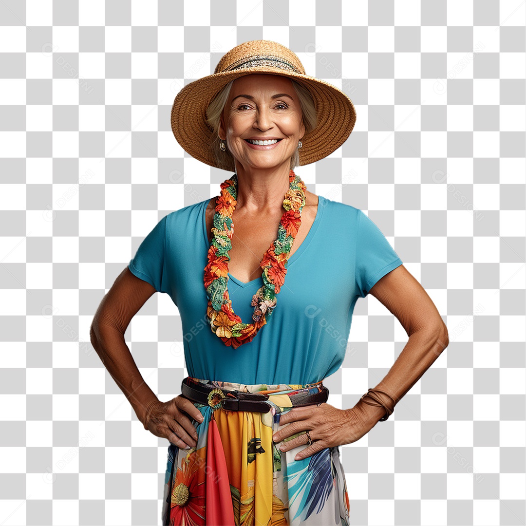 Senhora Mulher com Roupa de Praia Curtindo Verão PNG Transparente