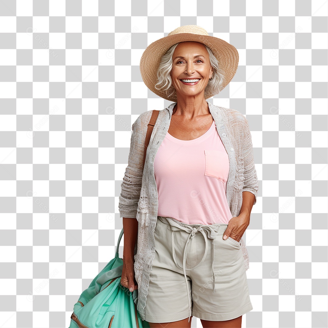 Senhora Mulher com Roupa de Praia Curtindo Verão PNG Transparente