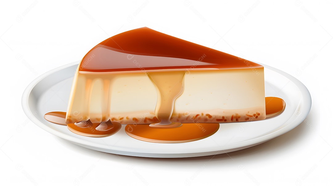 Fatia de pudim de leite com calda de caramelo