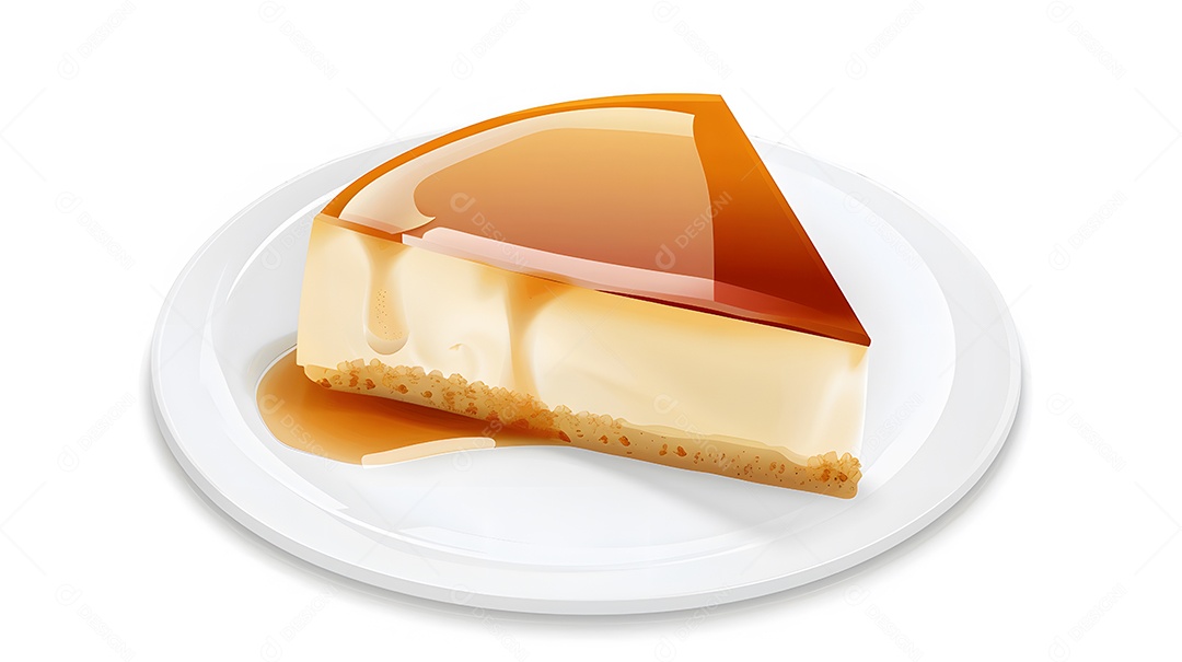 Fatia de pudim de leite com calda de caramelo