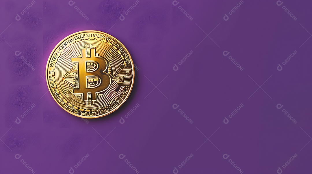 Bitcoin em um fundo roxo