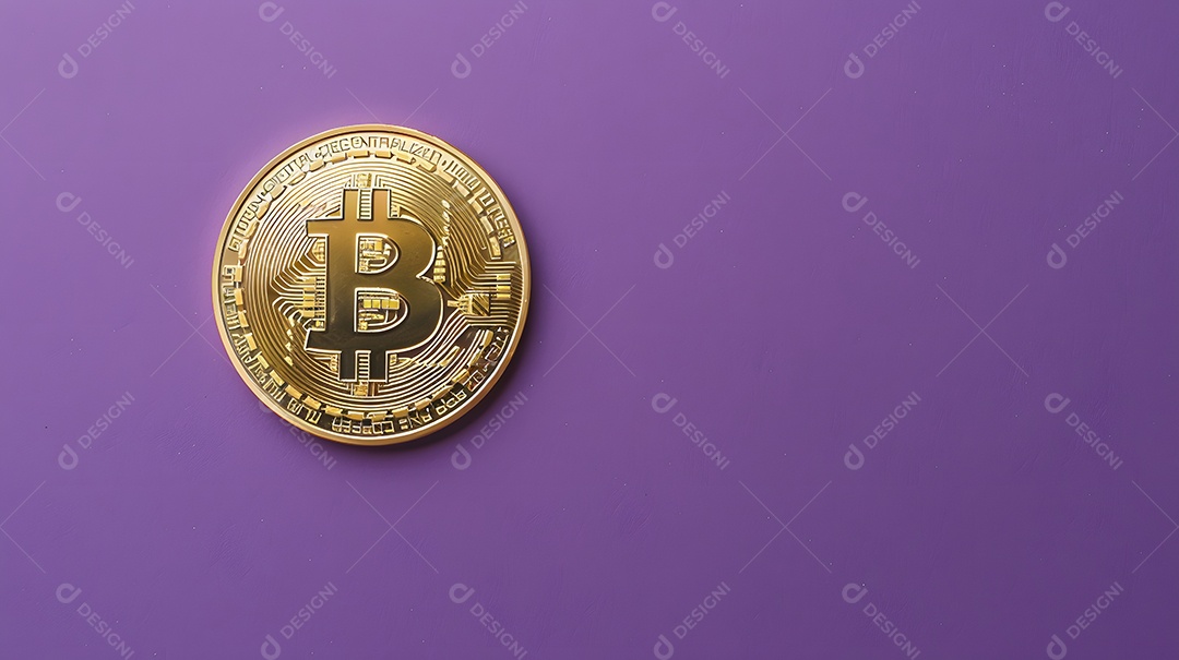 Bitcoin em um fundo roxo