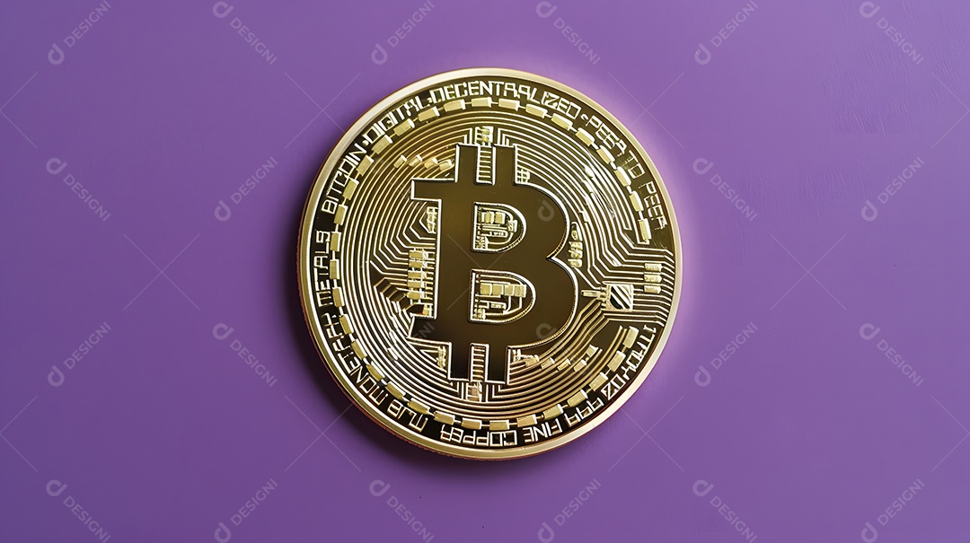 Bitcoin em um fundo roxo