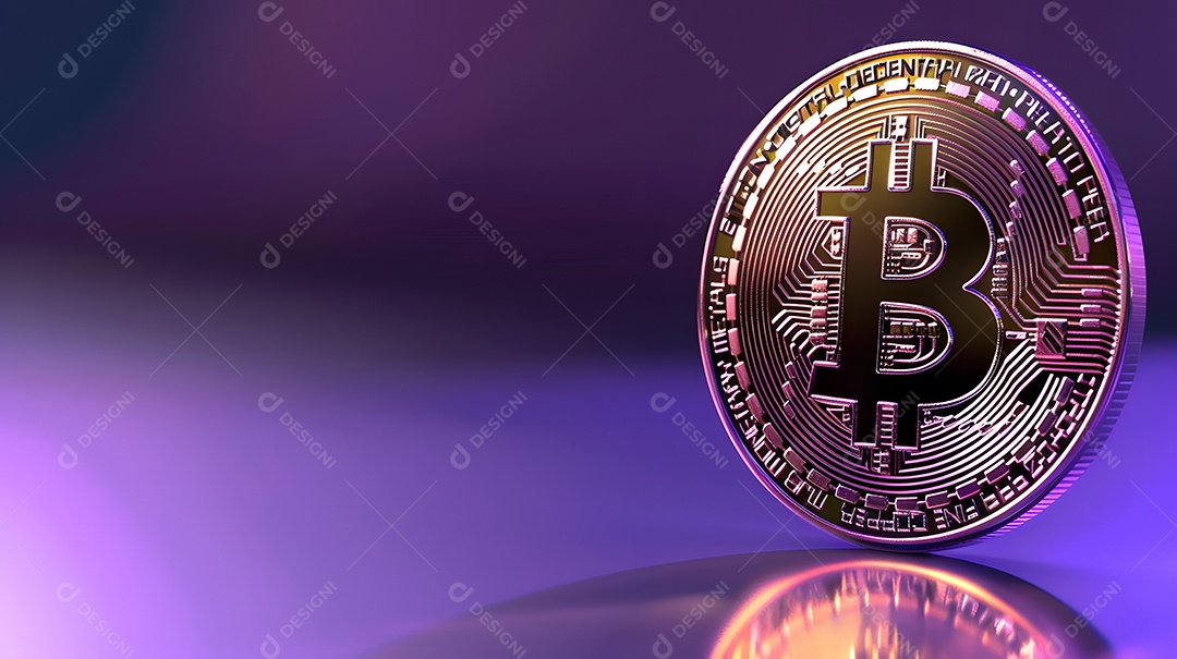 Bitcoin em um fundo roxo