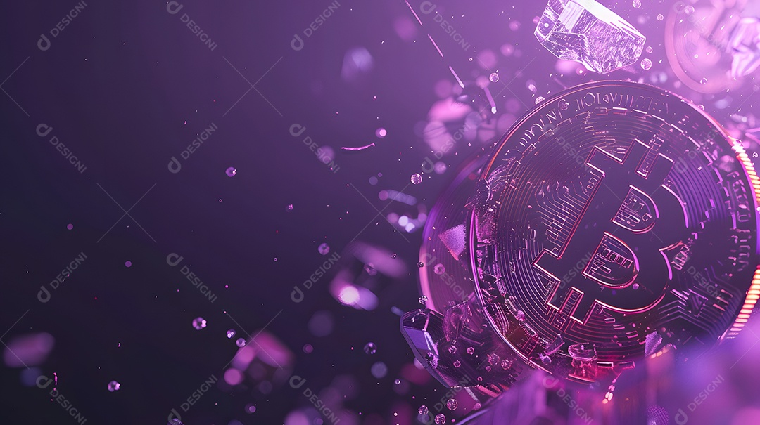 Bitcoin em um fundo roxo