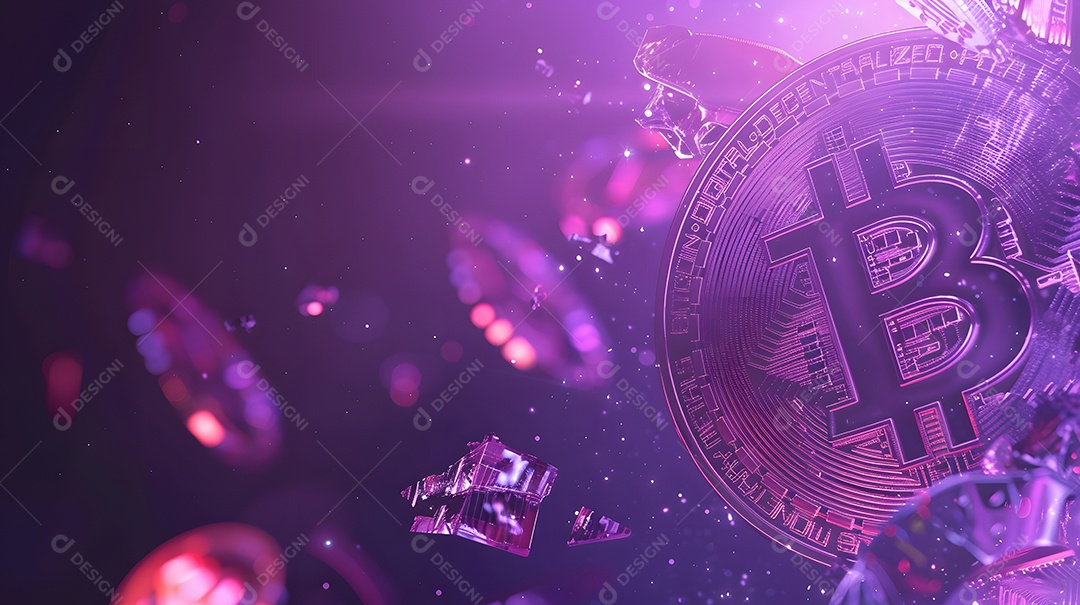 Bitcoin em um fundo roxo