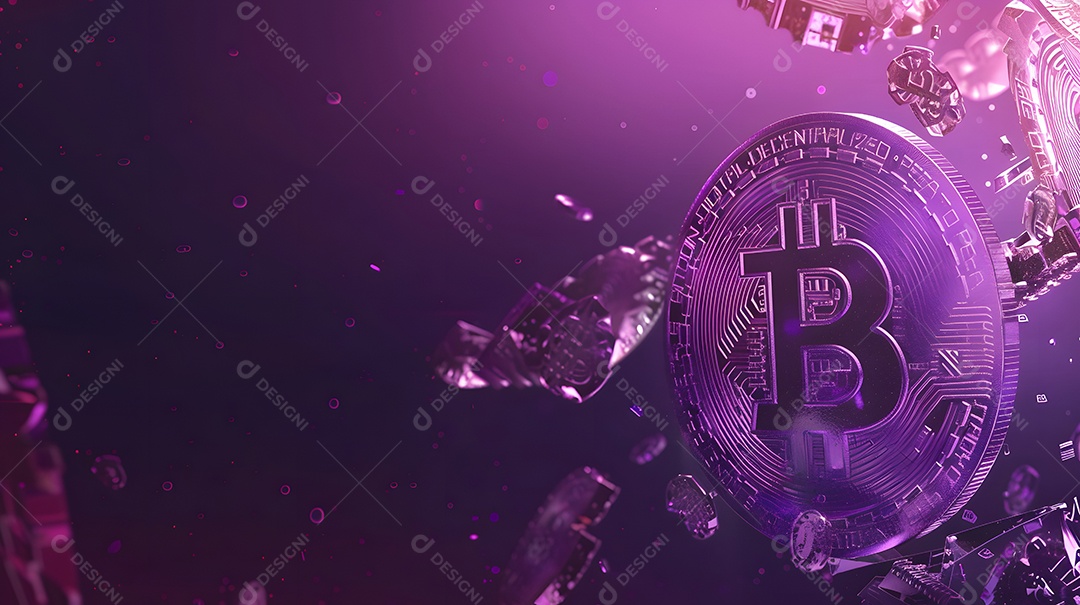 Bitcoin em um fundo roxo