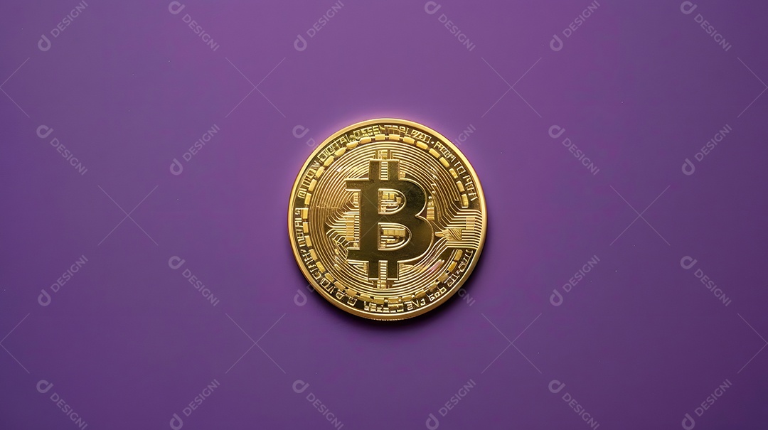 Bitcoin em um fundo roxo