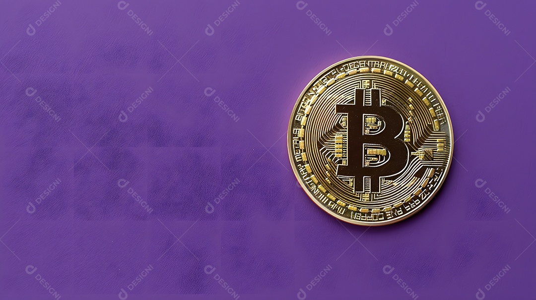 Bitcoin em um fundo roxo