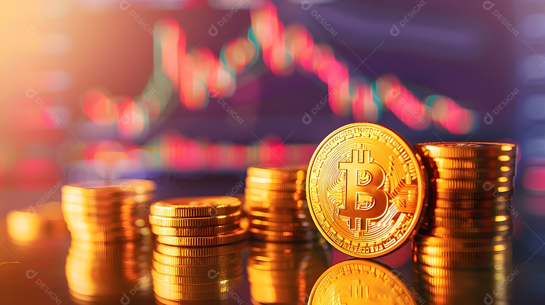 Bitcoin com gráfico de investimento
