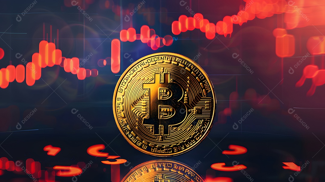 Bitcoin com gráfico de investimento