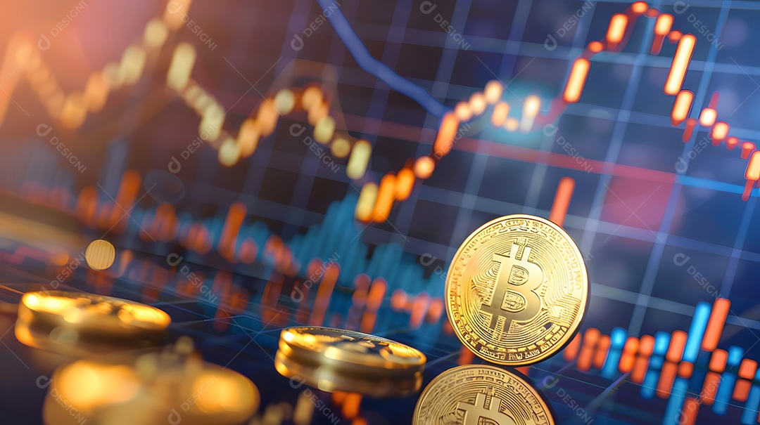 Bitcoin com gráfico de investimento