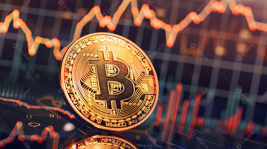 Bitcoin com gráfico de investimento