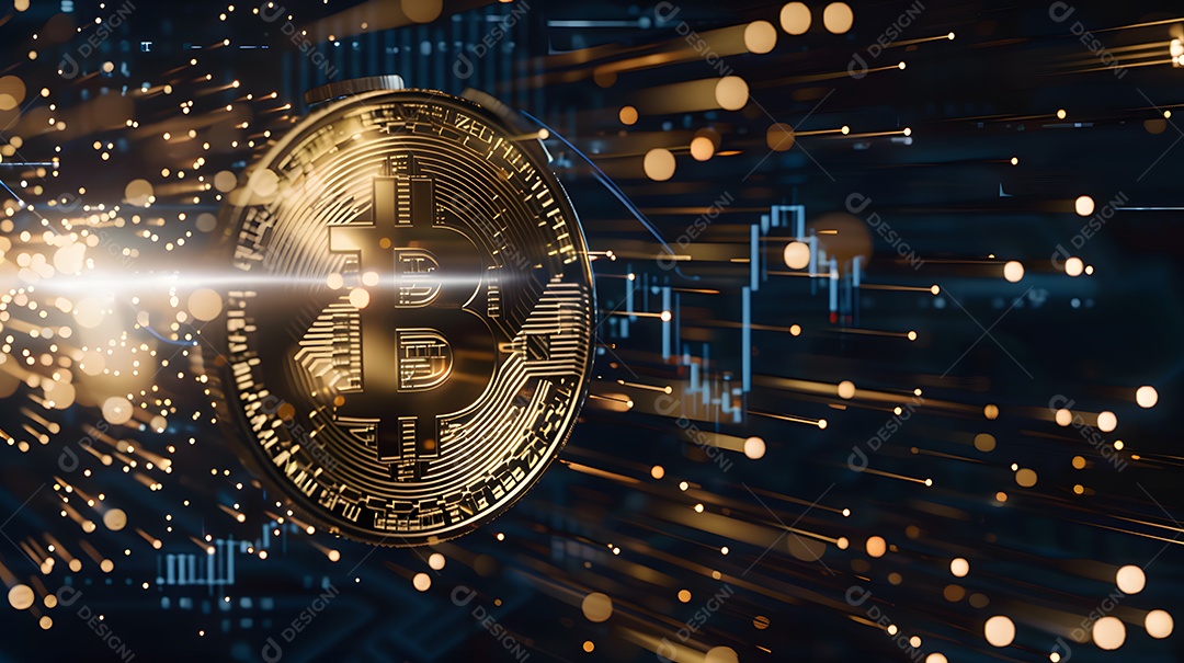 Bitcoin com gráfico de investimento