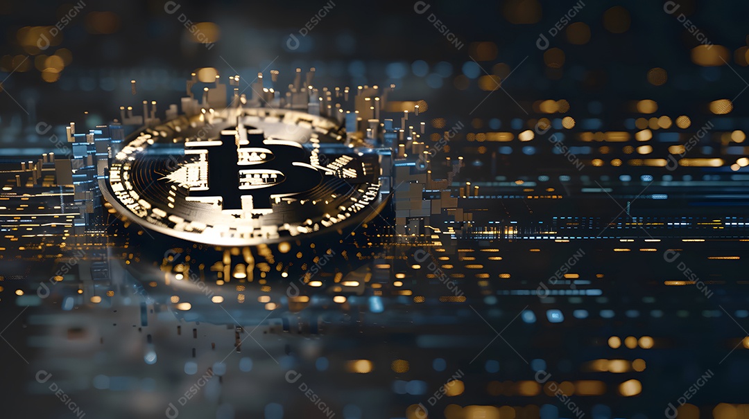 Bitcoin com gráfico de investimento