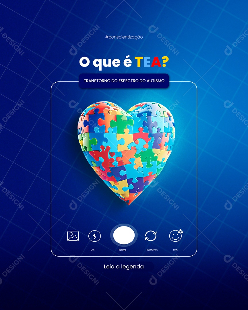 Dia do Autismo 02 de Abril o que é TEA Social Media PSD Editável