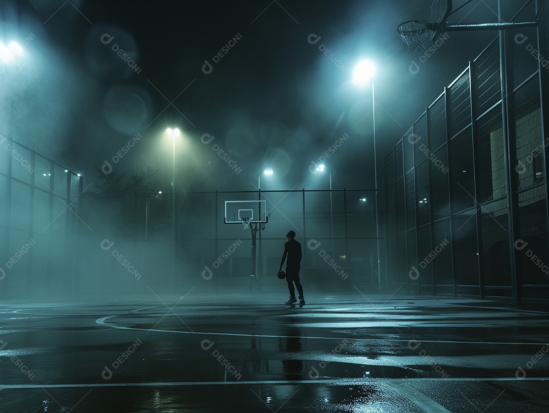 Jogador de basquete com uma bola em ação