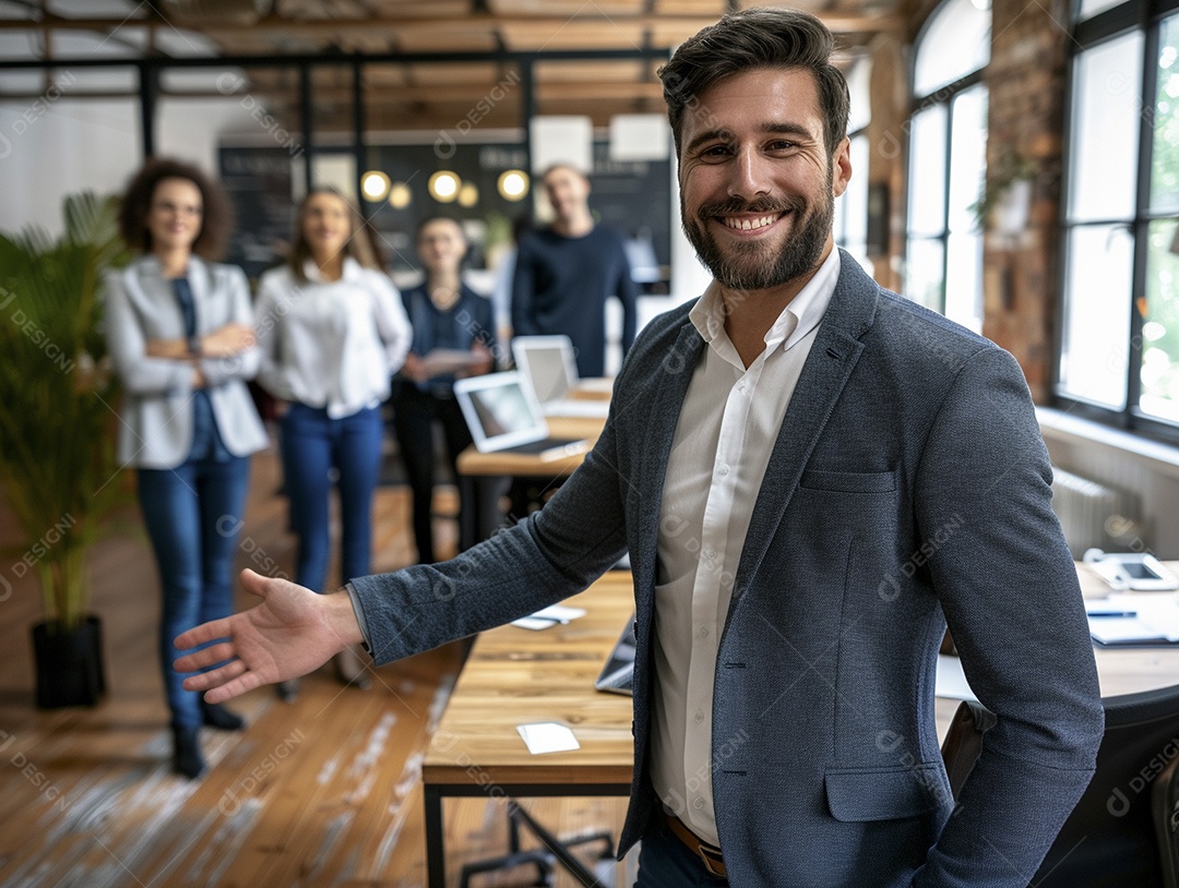 Empresário dando boas-vindas ao novo funcionário