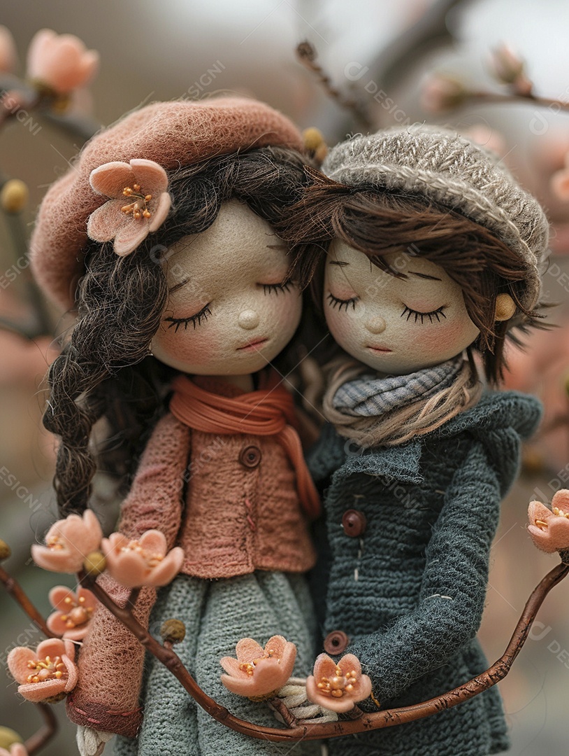 Arte em feltro um casal de namorados